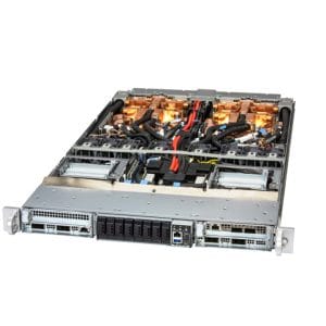 Supermicro 1U NVIDIA GB200 NVL4 system with quad 800G NVIDIA ConnectX-8 or custom NICs, and up to 8 E1.S drives (ARS-121GL-NB2B-LCC)