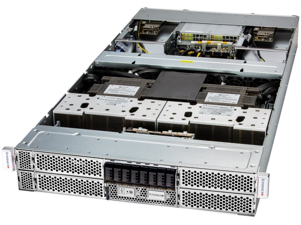 Supermicro DP NVIDIA GH200 Grace Hopper Superchip system supporting NVIDIA BlueField-3 or NVIDIA ConnectX-7 (ARS-221GL-NHIR)
