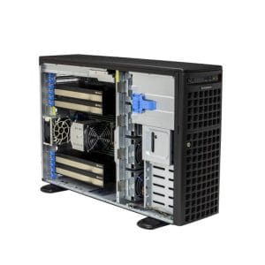 Supermicro 4U UP rackmount workstation with 8 hot-swap NVMe/SAS/SATA drive bays and PCIe 5.0 (SYS-542AW-TR)