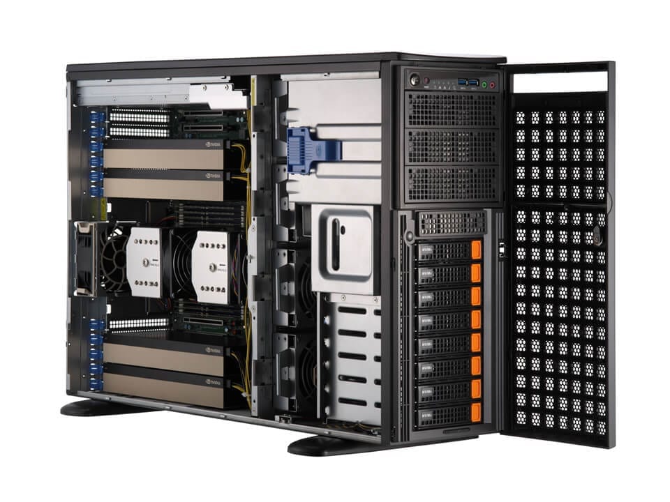 Supermicro DP Intel Workstation with up to 4 NVIDIA H100 or A100 PCIe GPUs (SYS-741GE-TNRT)
